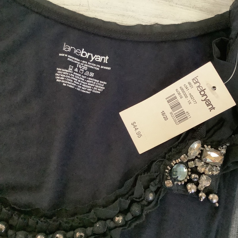 Lane Bryant Black Sleeveless Top w/ Embellished Neckline‎ sz 18/20 NWT - Picture 4 of 10